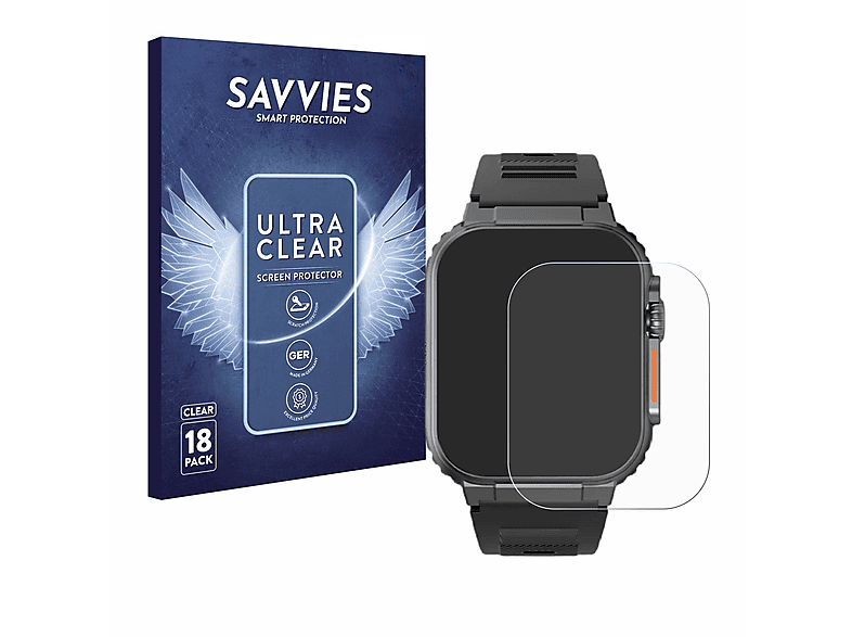 SAVVIES 18x klare Schutzfolie(für Njord Gear The Indestructible Smartwatch Ultra)