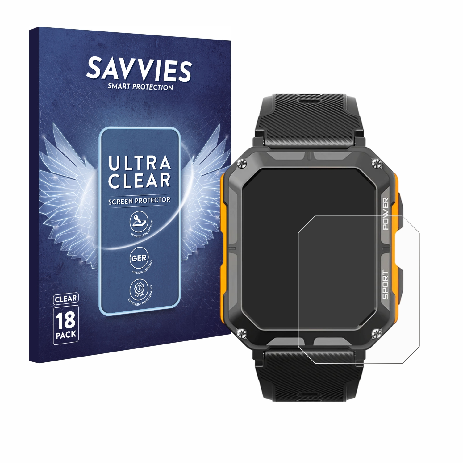 SAVVIES 18x klare Schutzfolie(für Indestructible Njord Gear Smartwatch) The
