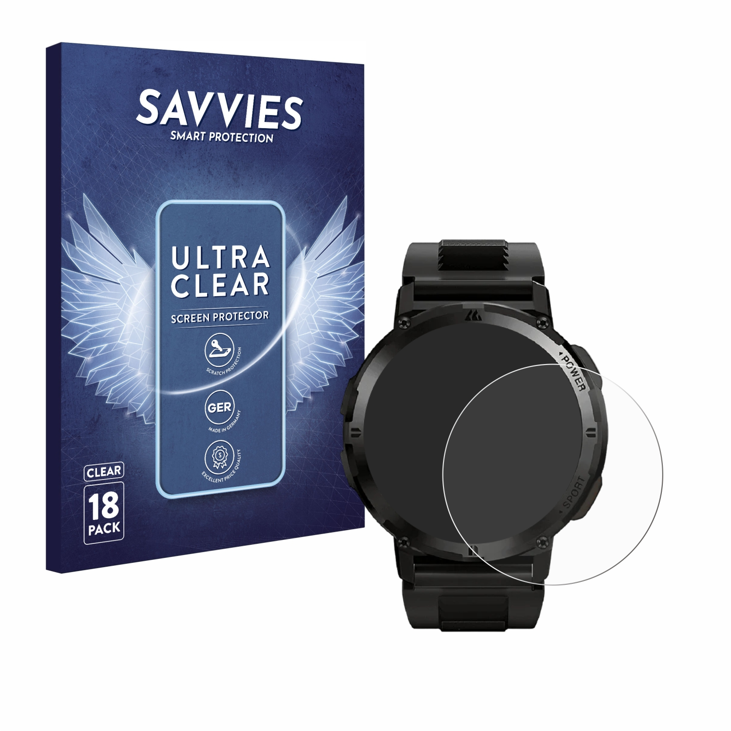 18x SAVVIES Mountaineer Smartwatch) Schutzfolie(für Njord klare Gear The