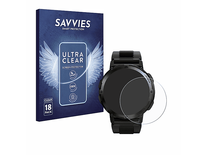SAVVIES 18x Njord Smartwatch) klare Gear Schutzfolie(für Mountaineer The