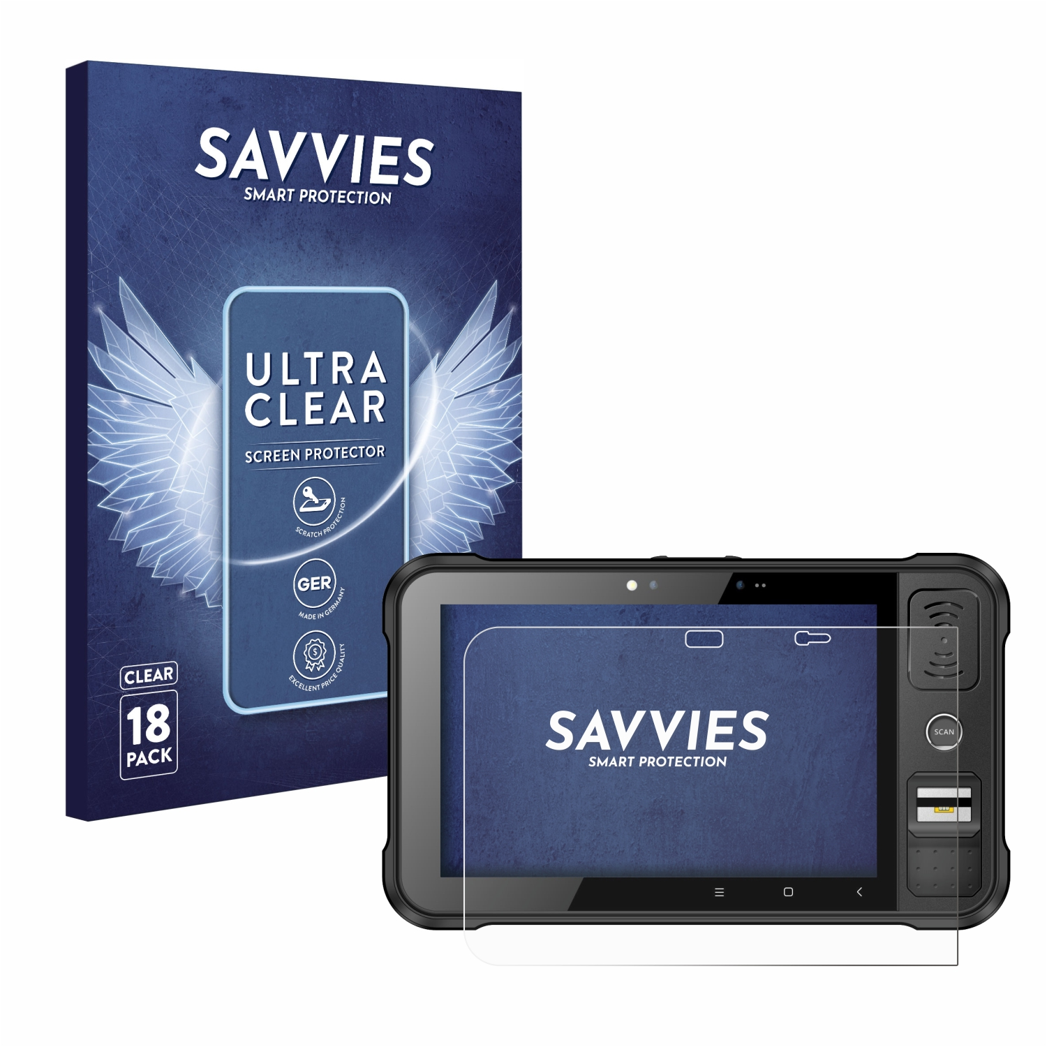 klare P80 RFID Chainway SAVVIES Tablet) Schutzfolie(für 18x