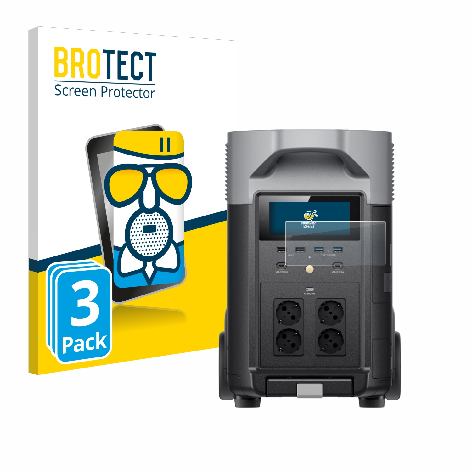 BROTECT 3x Airglass matte Pro) EcoFlow DELTA Schutzfolie(für