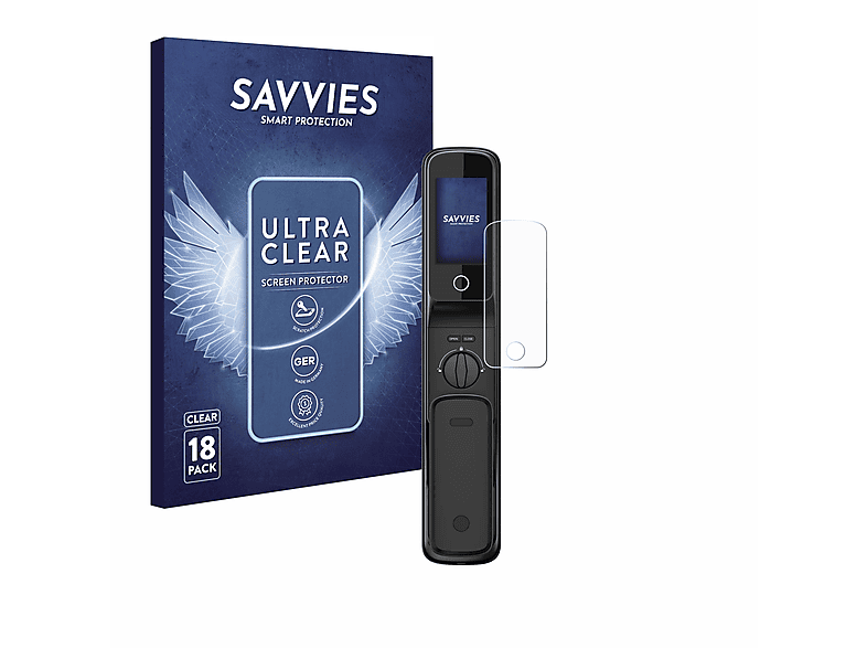 SAVVIES 18x klare Schutzfolie(für Philips Facial Recognition Smart Door Lock 4\