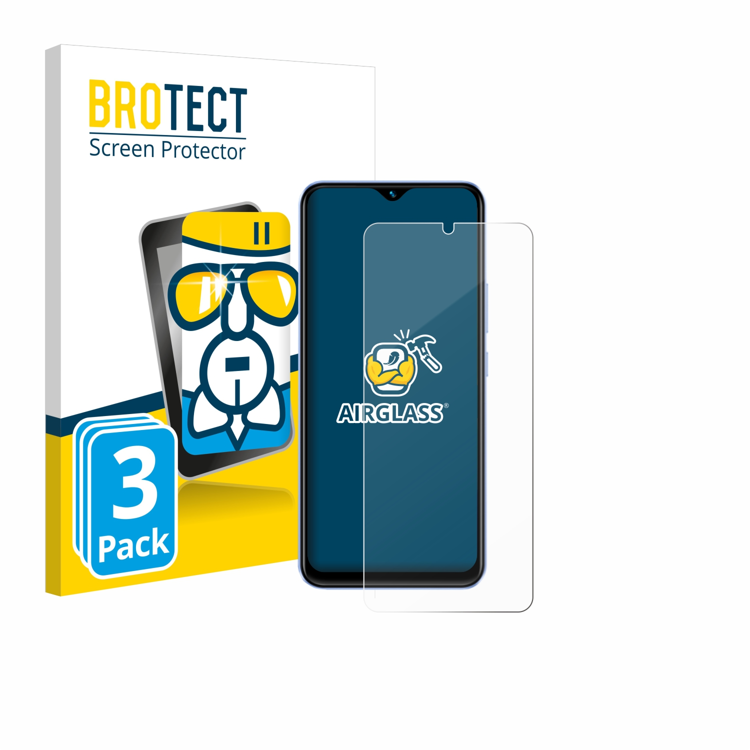 BROTECT 3x Airglass klare Schutzfolie(für Vivo Y02)