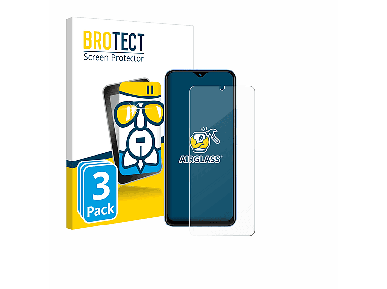 BROTECT 3x Airglass klare Schutzfolie(für Vivo Y02)
