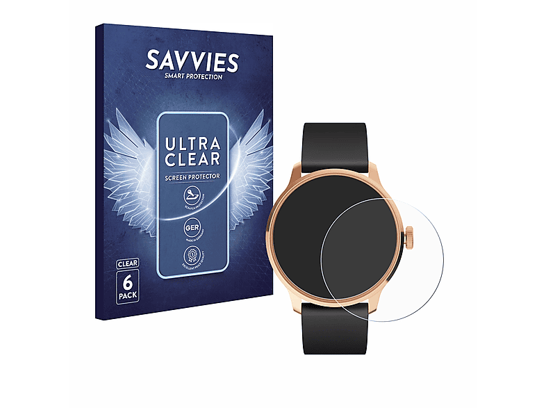 SAVVIES 6x klare Schutzfolie(für Withings ScanWatch Light) | Smartwatch Schutzfolien & Gläser