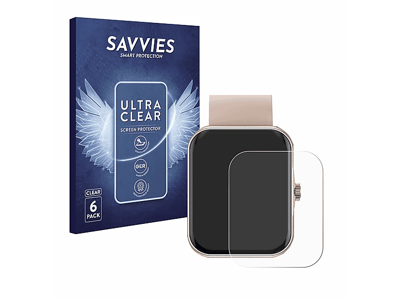 SAVVIES 6x klare Schutzfolie(für Mutoy Smartwatch 1.83\