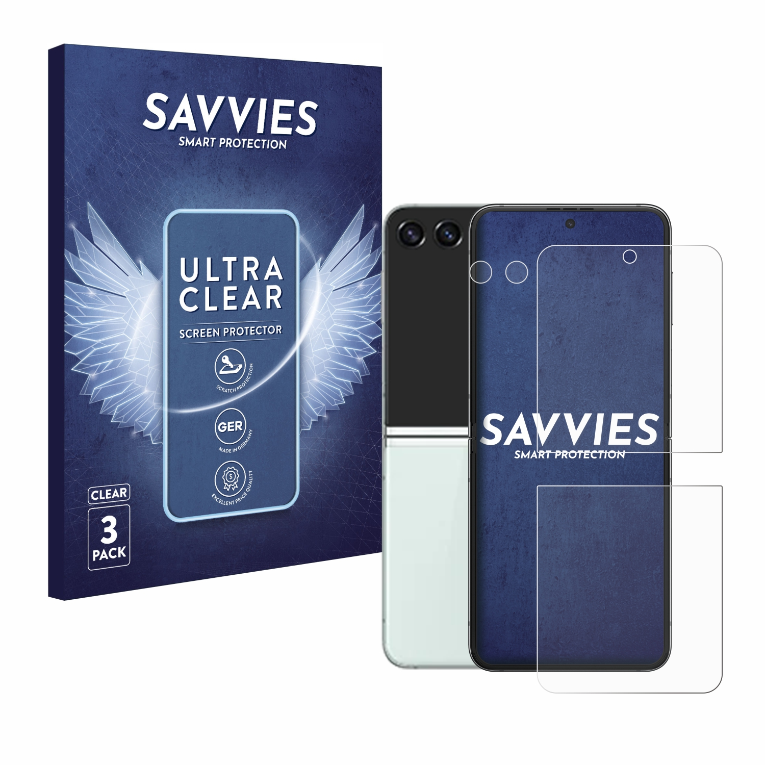 6x Schutzfolie(für Flip Galaxy 5) SAVVIES Samsung Z klare