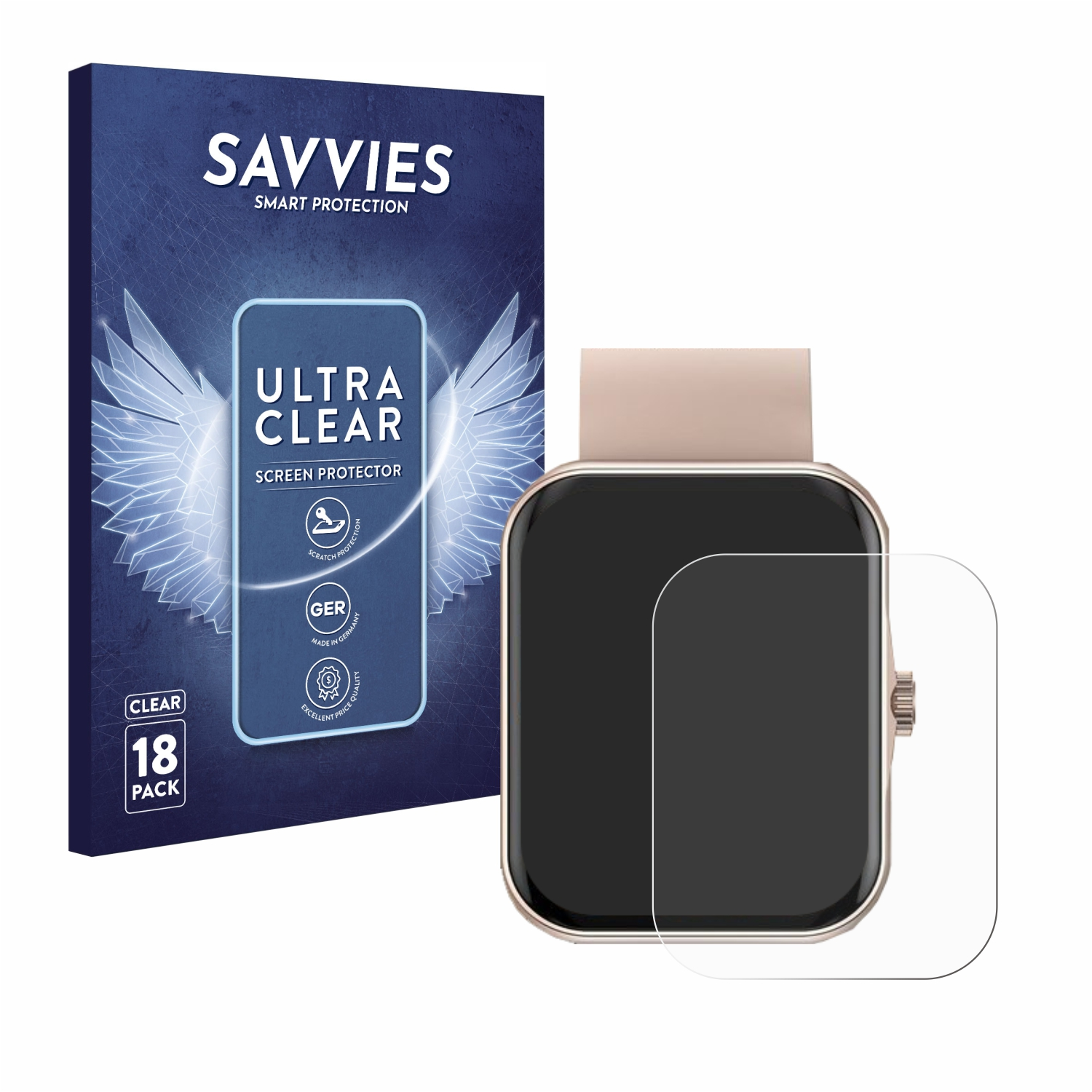 SAVVIES 18x klare Schutzfolie(für Mutoy Smartwatch 1.83\