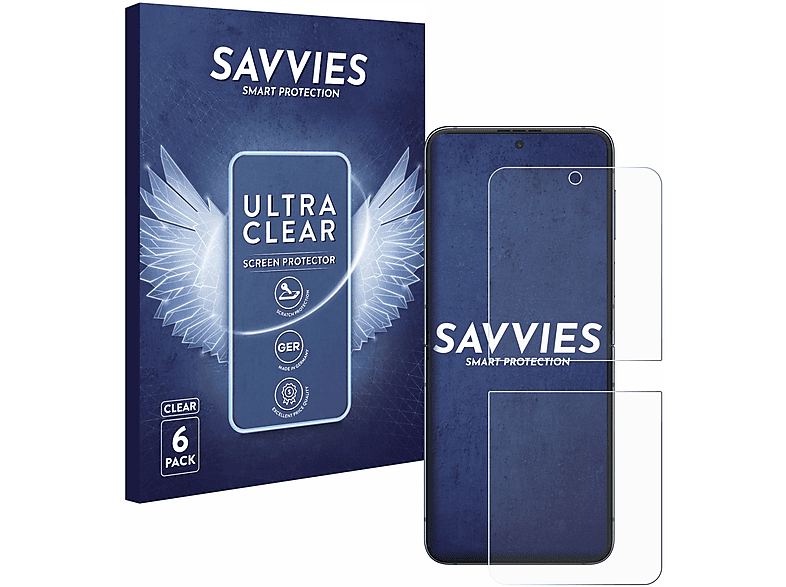 Z 5) SAVVIES 6x Flip Samsung klare Schutzfolie(für Galaxy