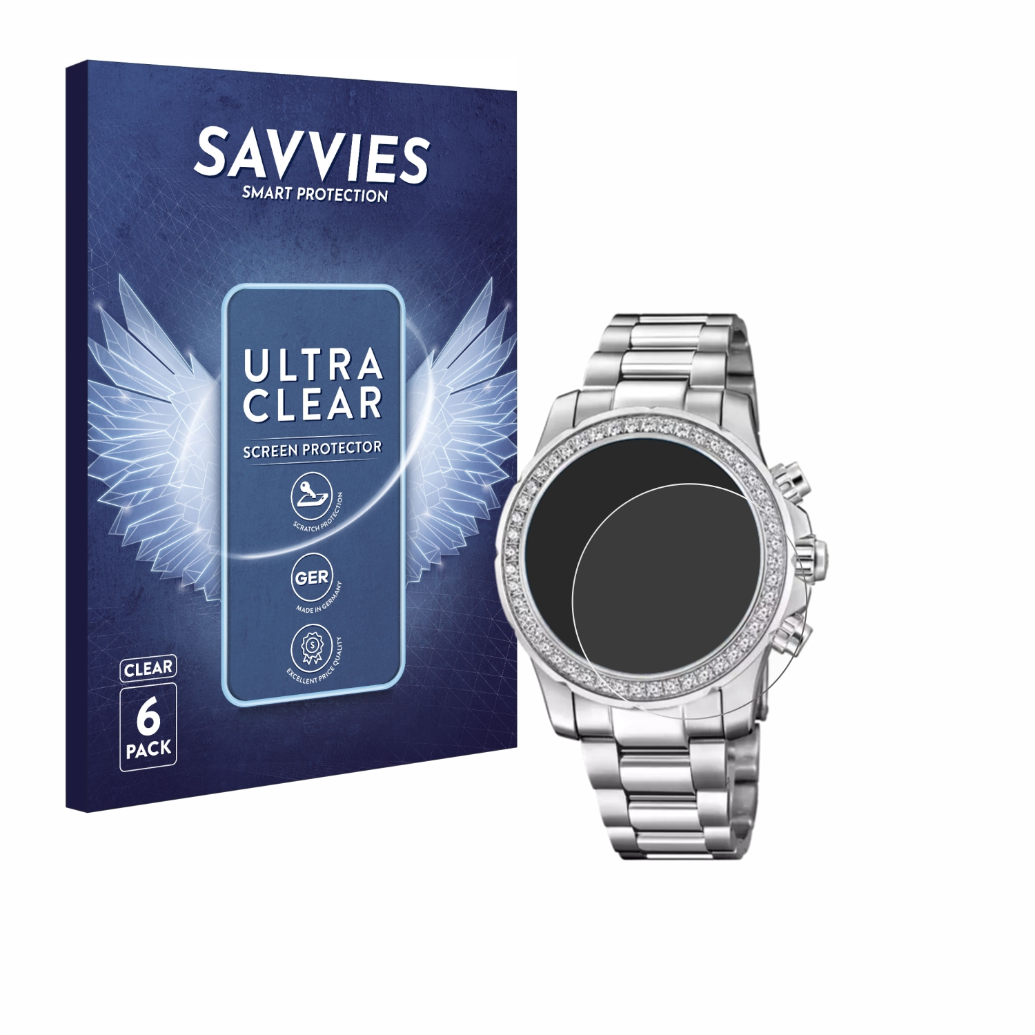 SAVVIES 6x (J980/3)) Schutzfolie(für klare Lady Connected Smartwatch Jaguar