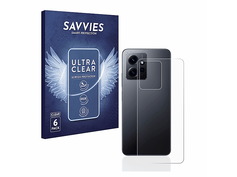SAVVIES 6x klare Schutzfolie(für Xiaomi Redmi Note 12 4G)
