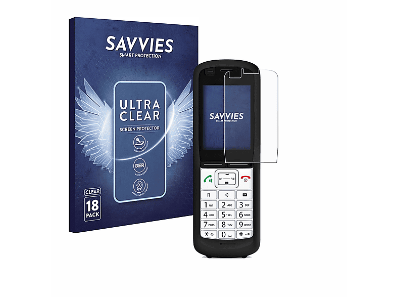 18x klare OpenScape SAVVIES DECT Phone Schutzfolie(für Unify R6)