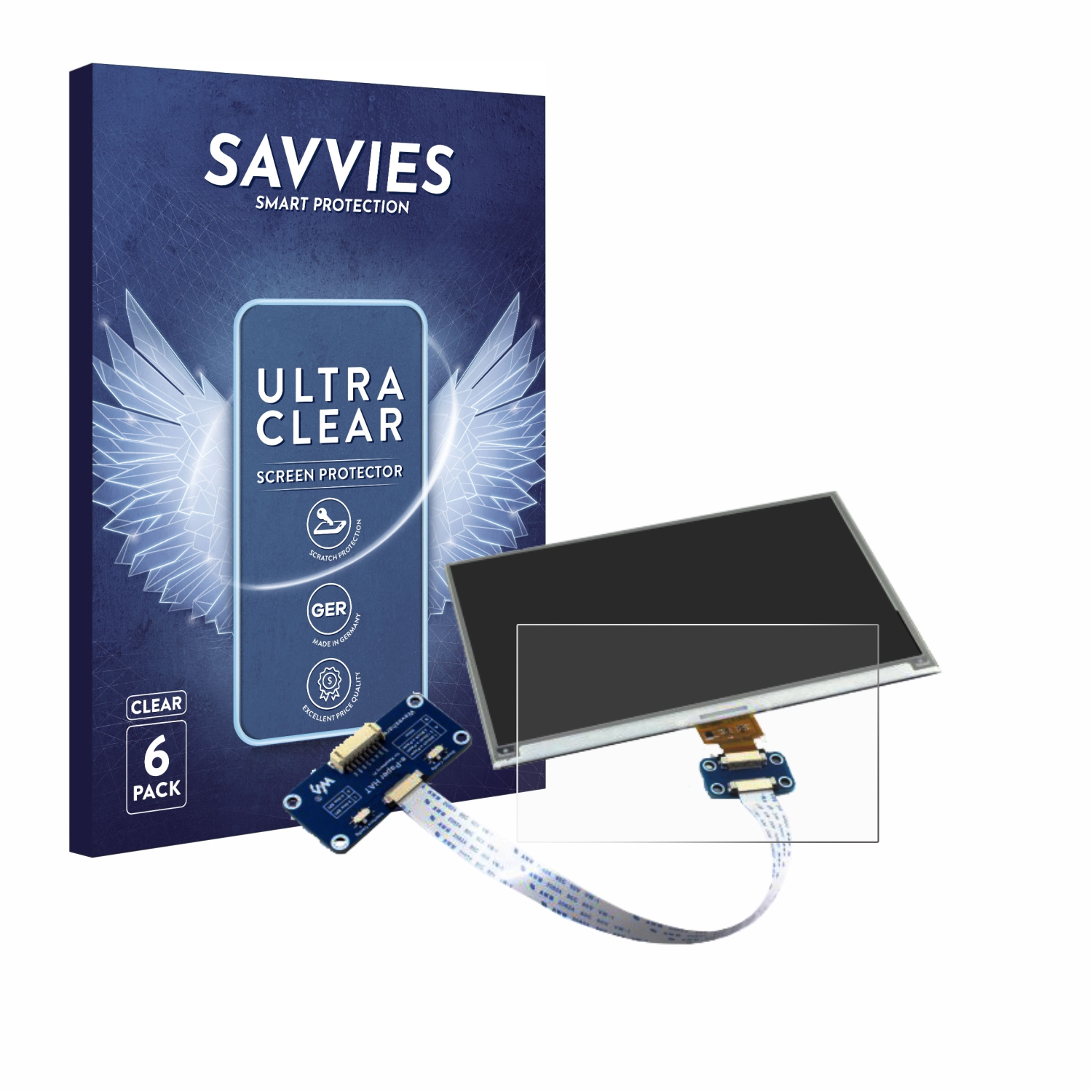 SAVVIES 6x Schutzfolie(für 800*480) Waveshare for RP Display klare 7.5\