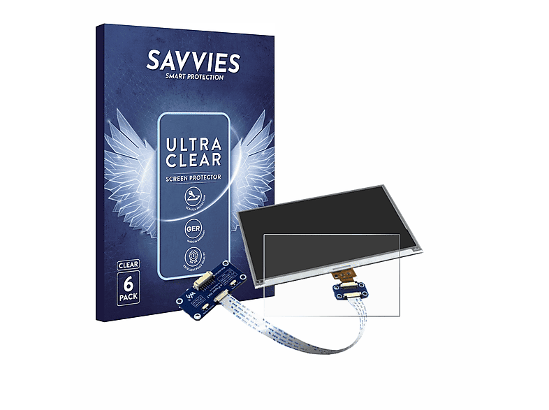 SAVVIES 6x klare Schutzfolie(für Waveshare for RP HAT Display E-Ink 800*480) 7.5