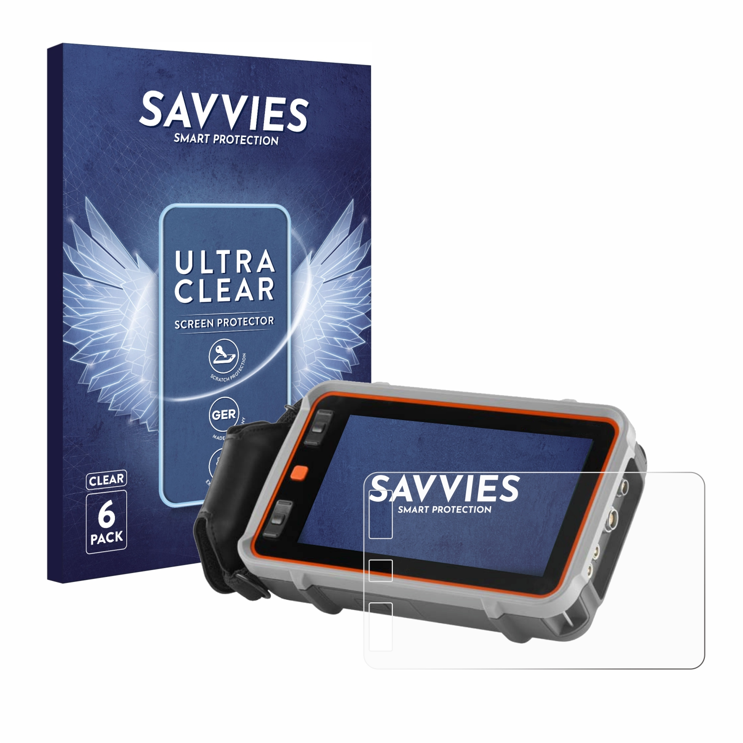 SAVVIES 6x klare Schutzfolie(für 100) Krautkrämer USM Technologies Waygate