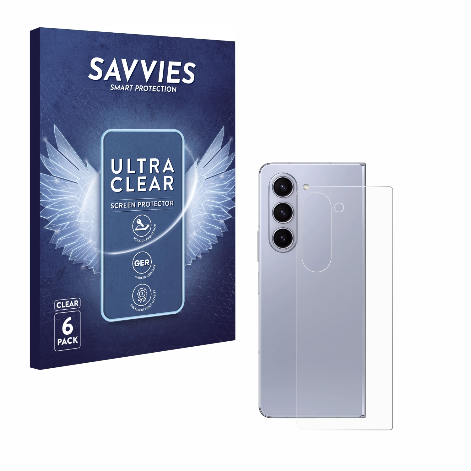 SAVVIES 6x klare Schutzfolie(für Galaxy Fold Z Samsung 5)