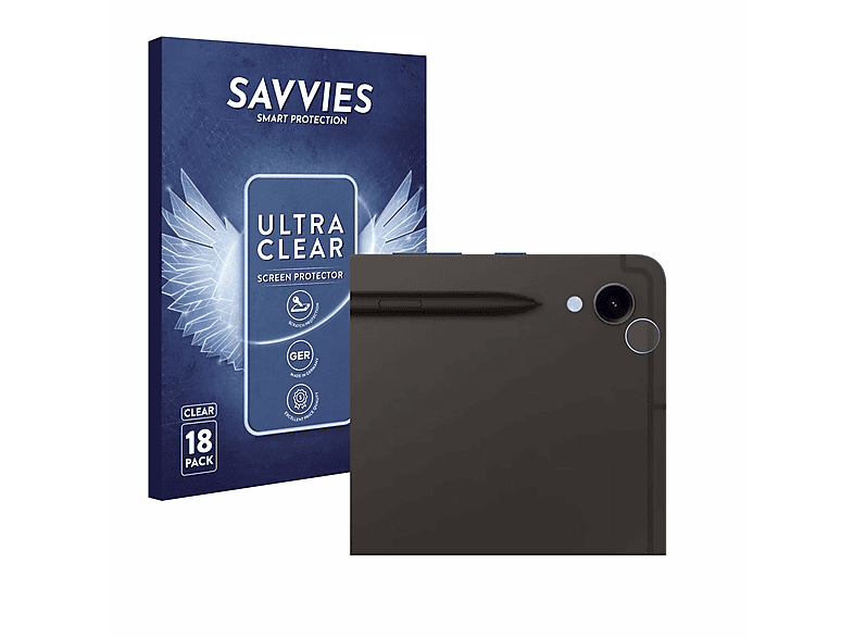 SAVVIES 18x klare Schutzfolie(für Samsung Galaxy Tab S9 5G)