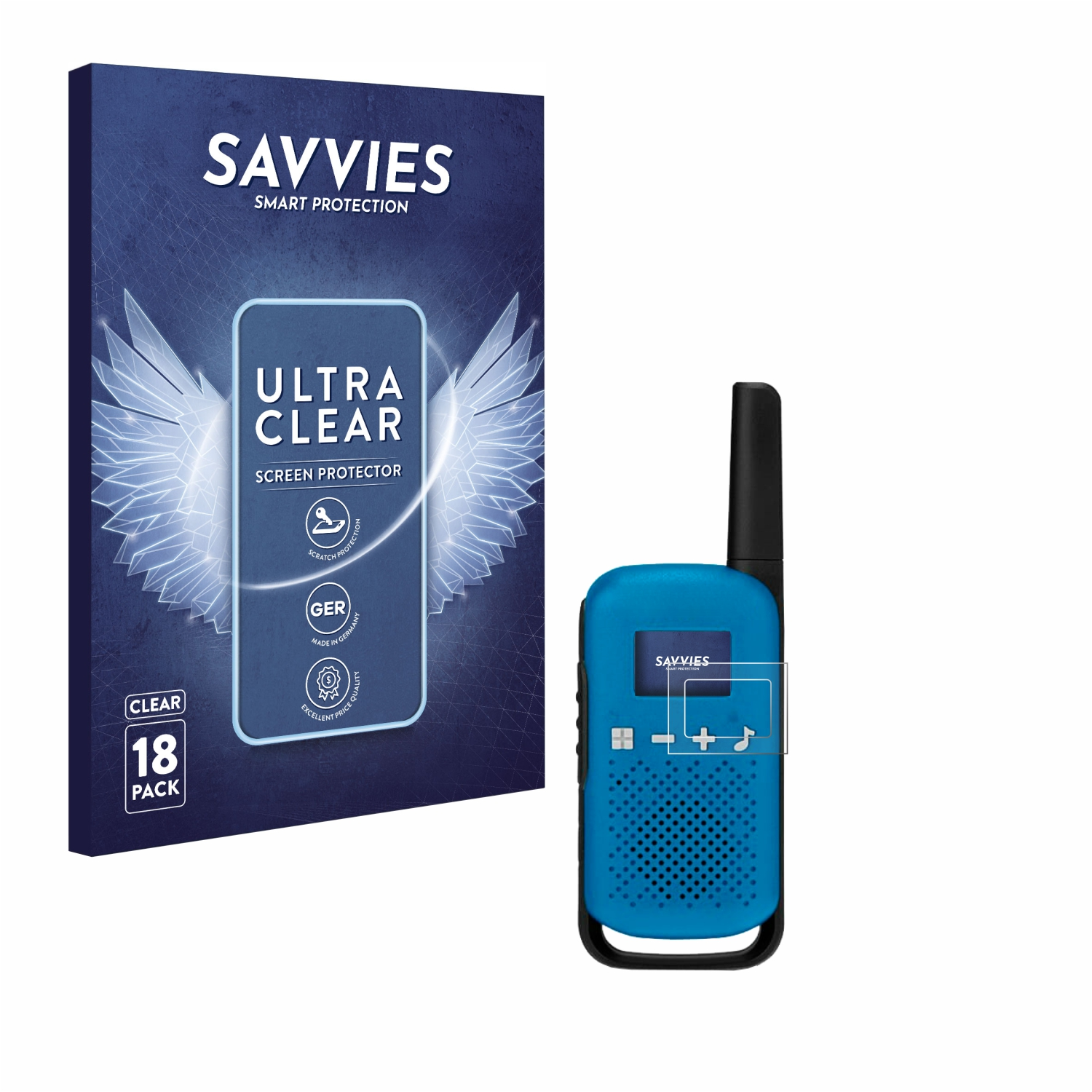 SAVVIES Motorola 18x klare Schutzfolie(für Walkie-Talkie T42)