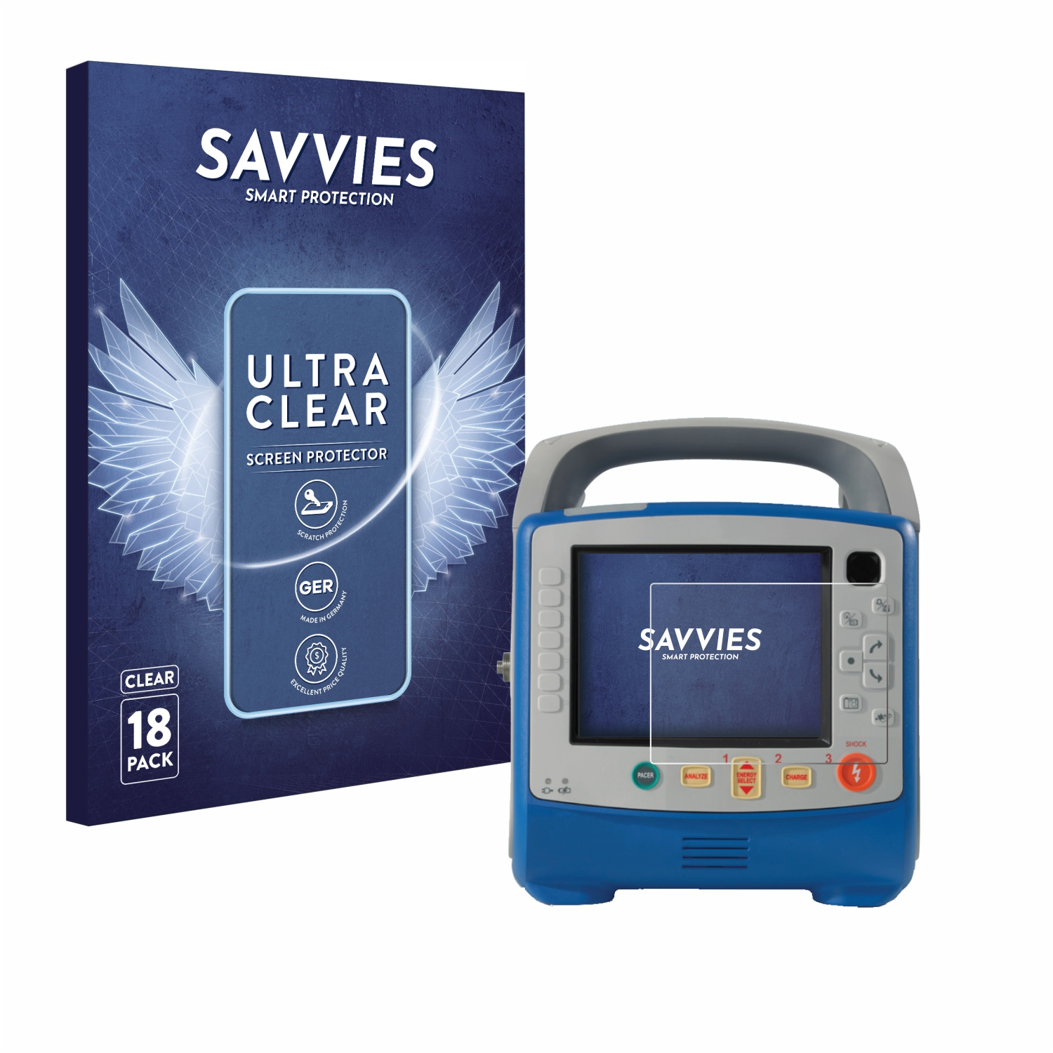 SAVVIES 18x Schutzfolie(für ZOLL Medical CPR) klare X-Series
