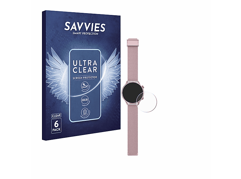 SAVVIES 6x klare Schutzfolie(für Watch X) Aligator Lady