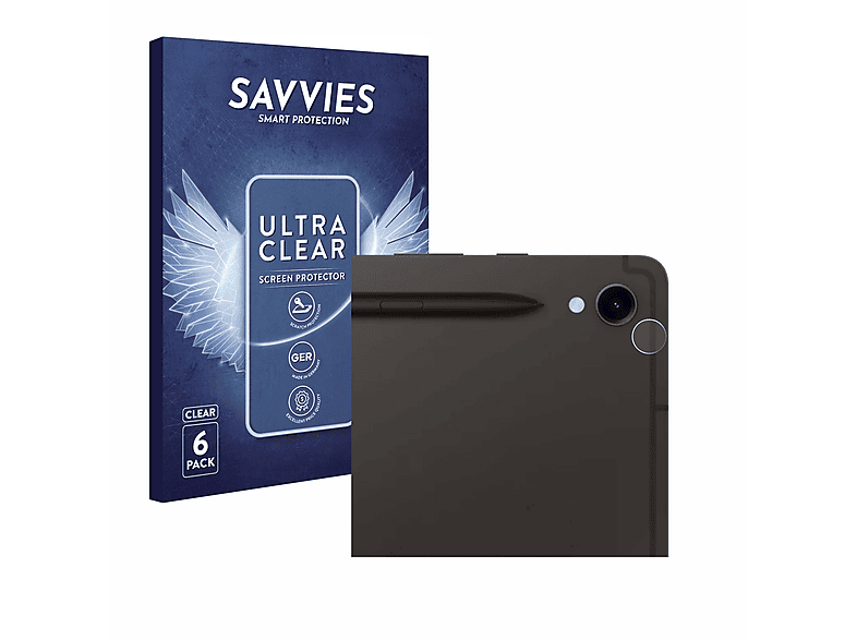 SAVVIES 6x klare Schutzfolie(für Samsung Galaxy Tab S9 WiFi)
