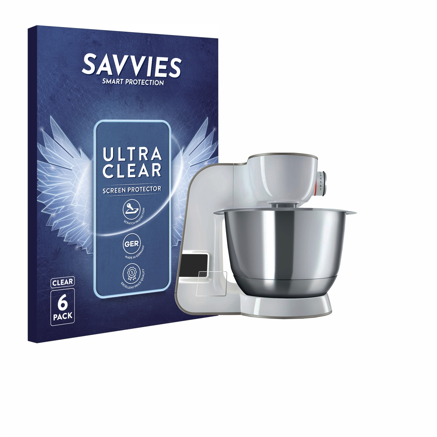 SAVVIES 6x klare Schutzfolie(für Bosch MUM5XL72)