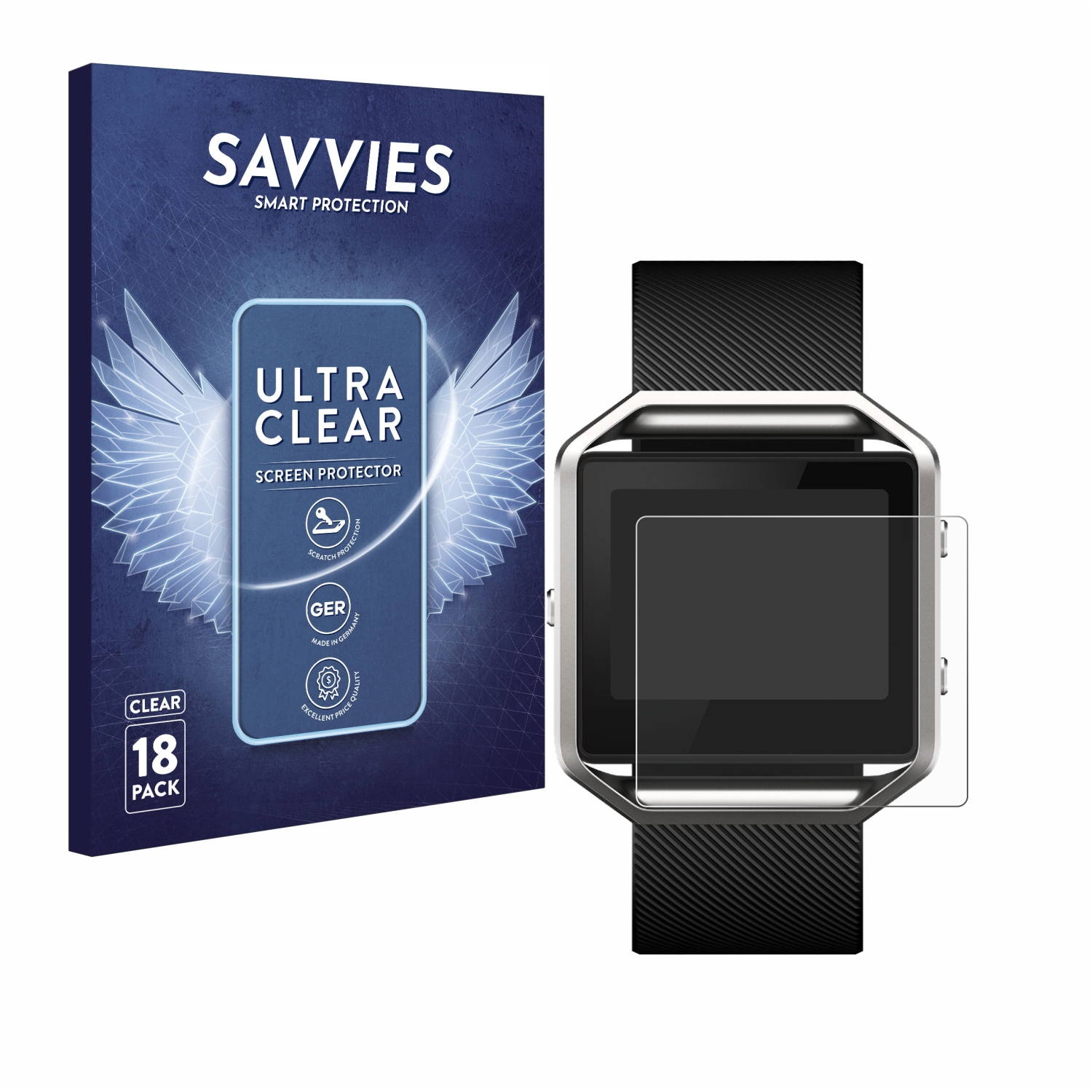SAVVIES 18x klare Schutzfolie(für Fitbit Blaze)