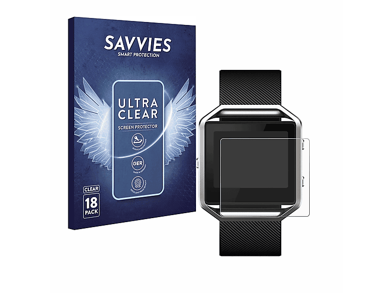 SAVVIES Fitbit Schutzfolie(für Blaze) 18x klare