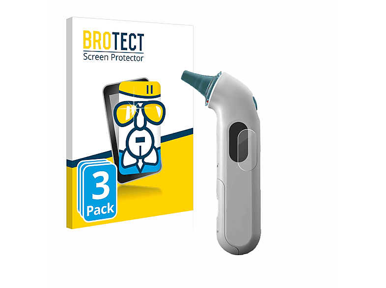 BROTECT 3x ThermoScan 3) Airglass Schutzfolie(für Braun klare