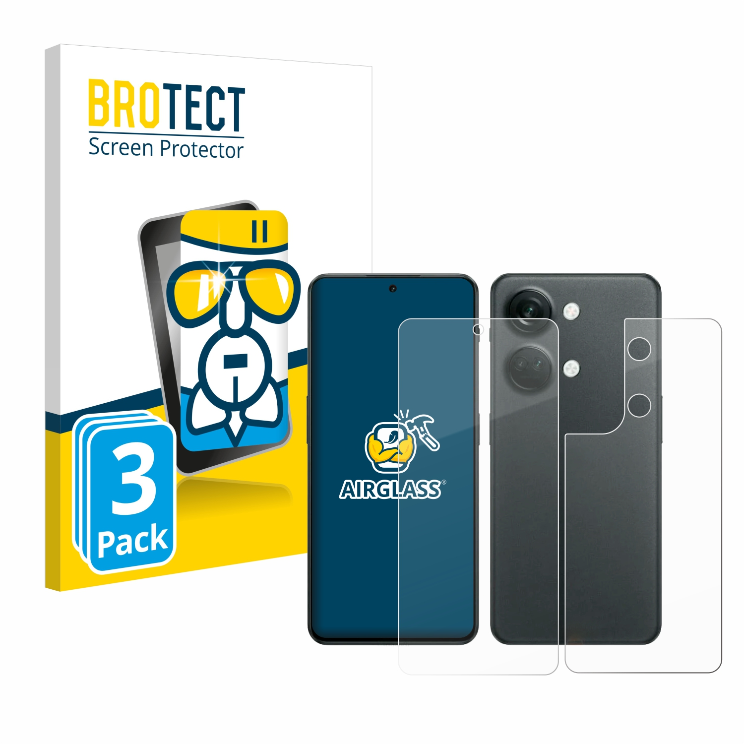5G) klare 3x Schutzfolie(für OnePlus 3 BROTECT Airglass Nord