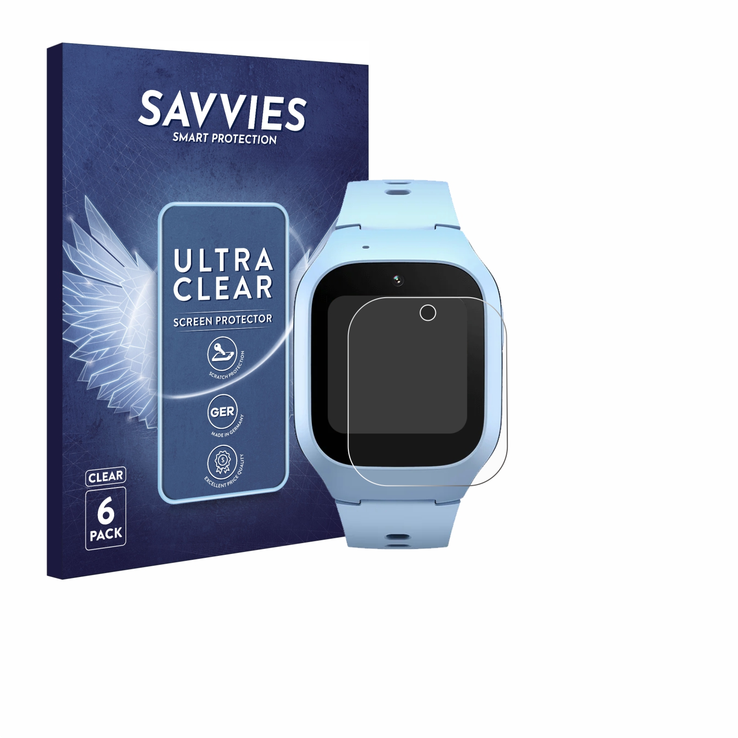 SAVVIES 6x klare Schutzfolie(für Xiaomi Smart Watch) Kids