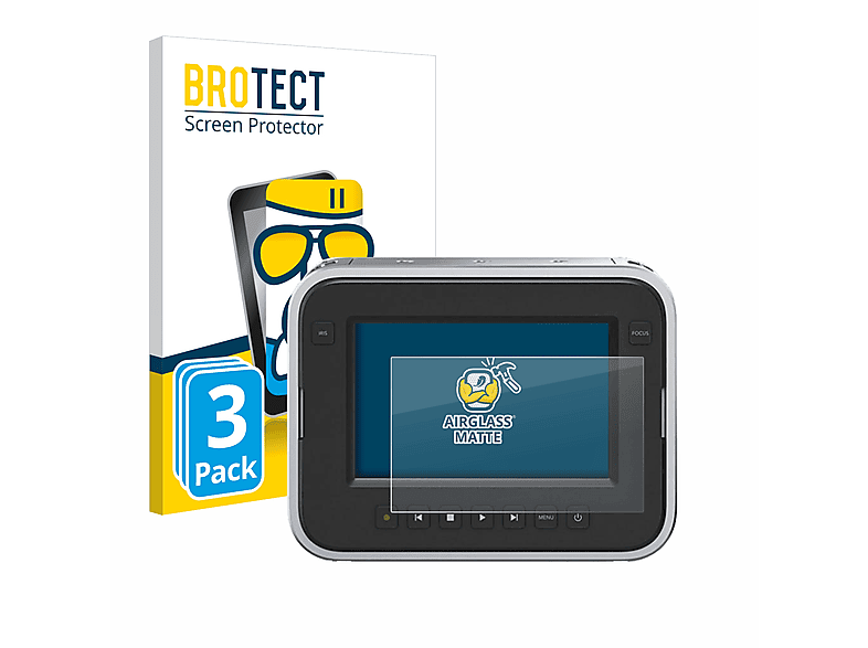BROTECT 3x Airglass matte Schutzfolie(für Blackmagic Production Camera 4K EF) | Kamera Schutzfolie