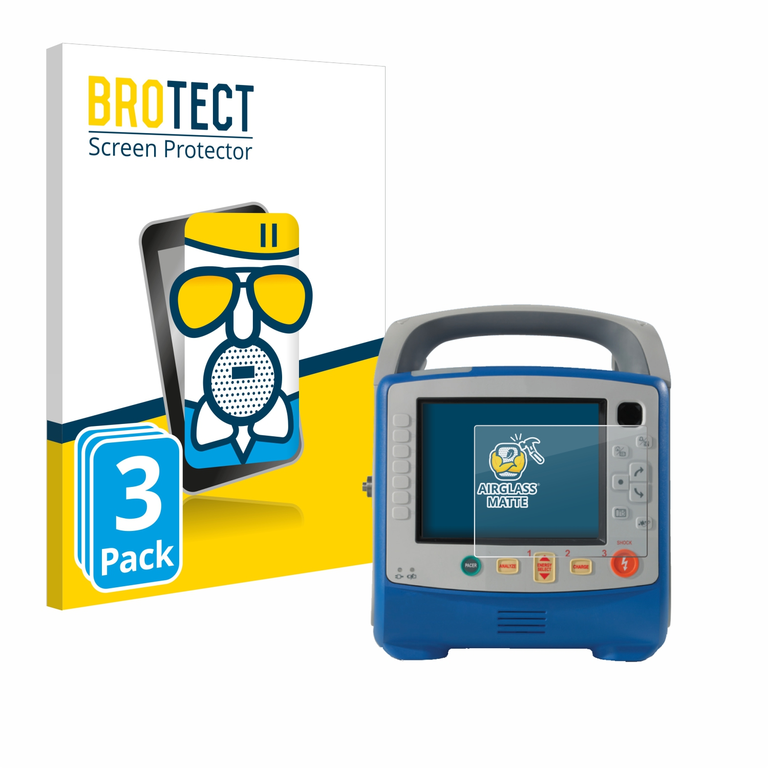 3x matte Schutzfolie(für Airglass ZOLL BROTECT Medical X-Series CPR)