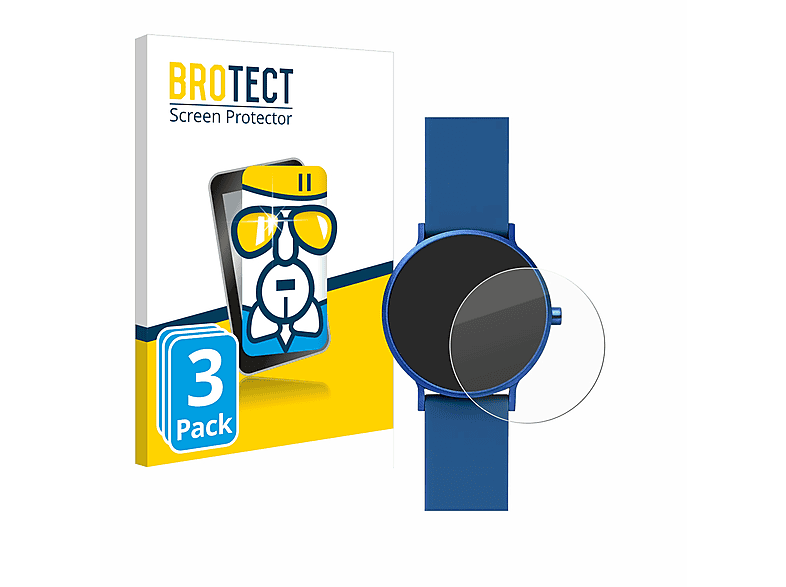 BROTECT 3x Airglass klare Schutzfolie(für Skagen Aaren Kulor) | Smartwatch Schutzfolien & Gläser