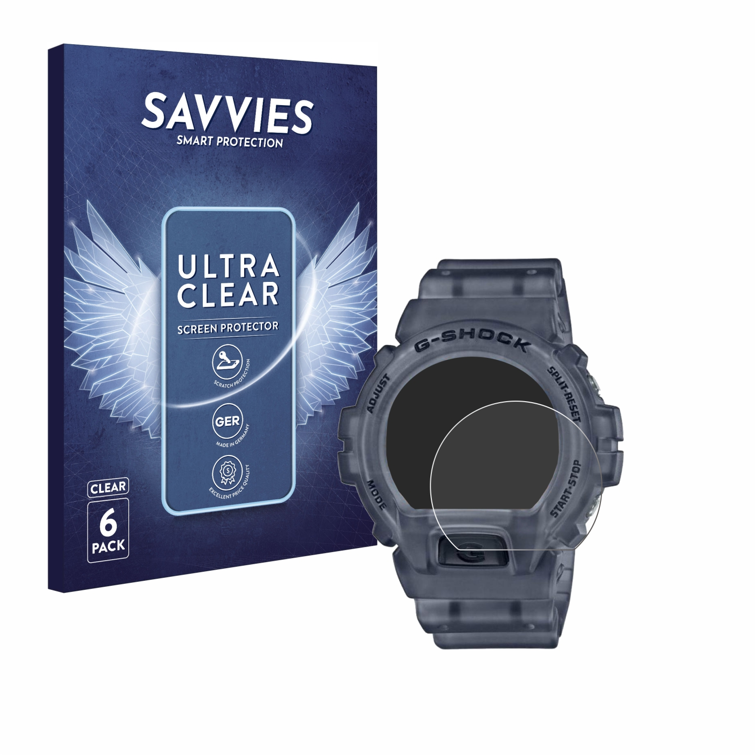 SAVVIES 6x Casio klare G-Shock Schutzfolie(für DW-6900)