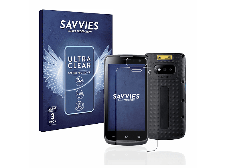 SAVVIES 6x klare Schutzfolie(für Unitech EA500P Plus)