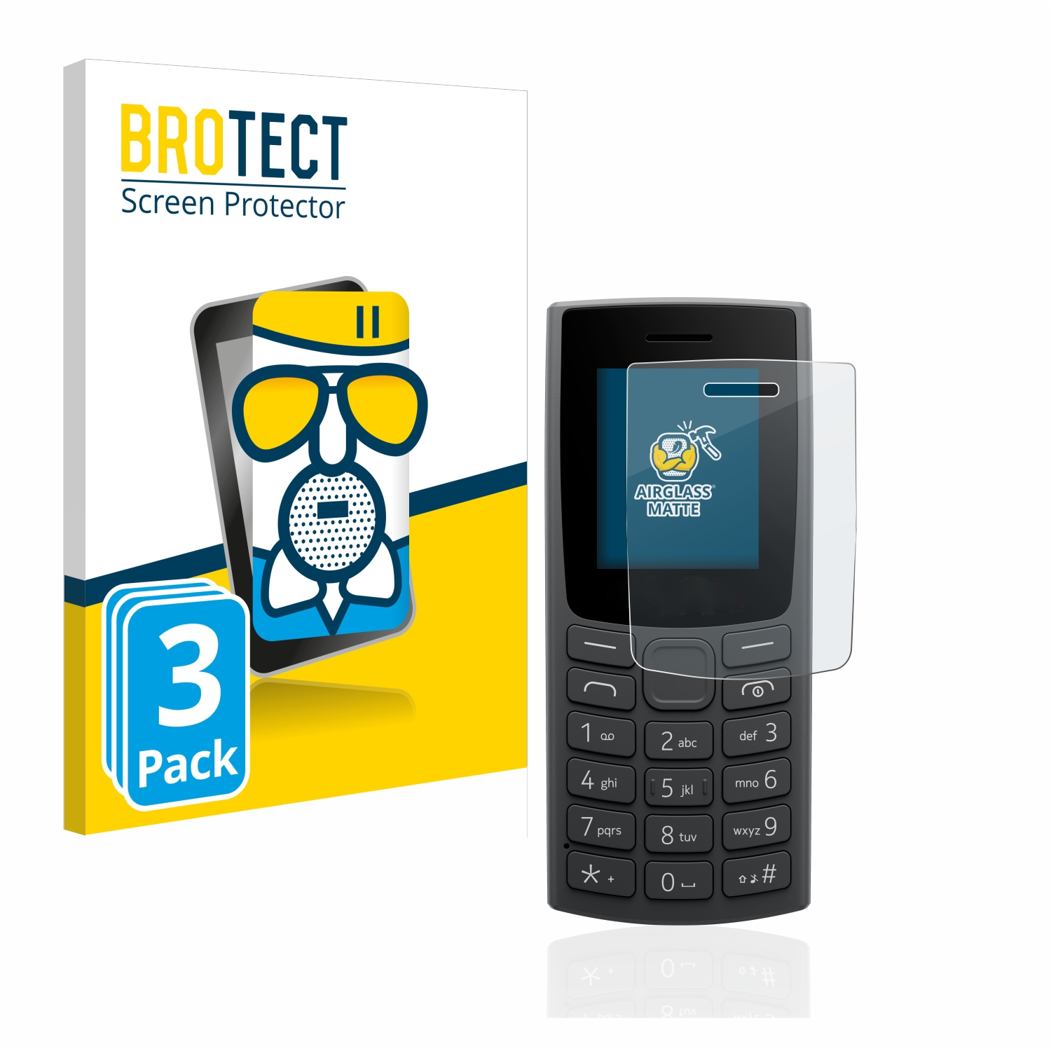 (2023)) 3x Airglass Schutzfolie(für BROTECT 106 Nokia matte