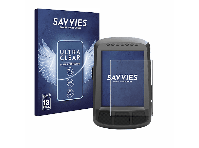 SAVVIES 18x klare Schutzfolie(für Wahoo Elemnt Bolt GPS)