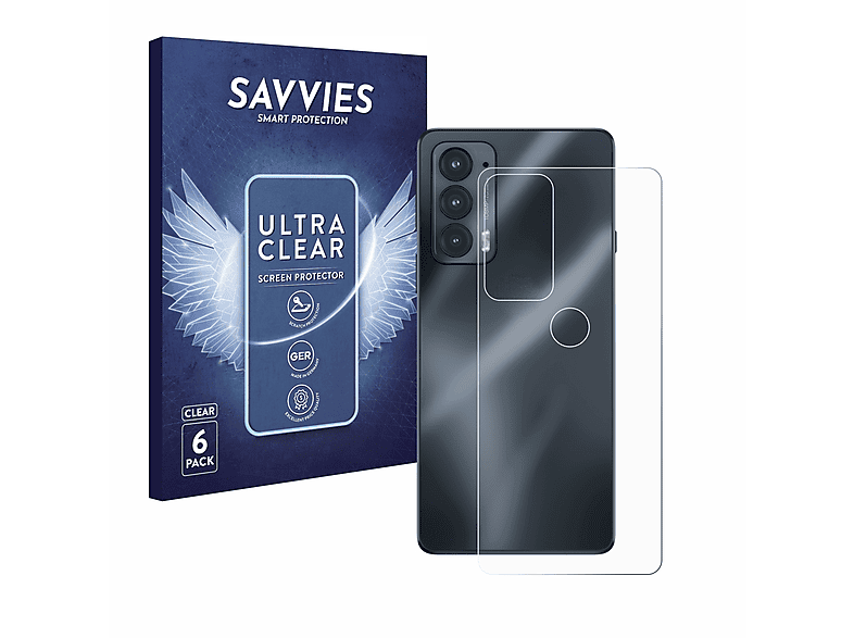 SAVVIES 6x klare Schutzfolie(für Motorola Edge 20)