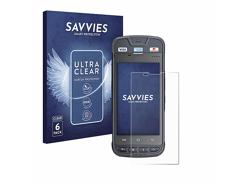 SAVVIES 6x klare Schutzfolie(für Urovo i9000s)