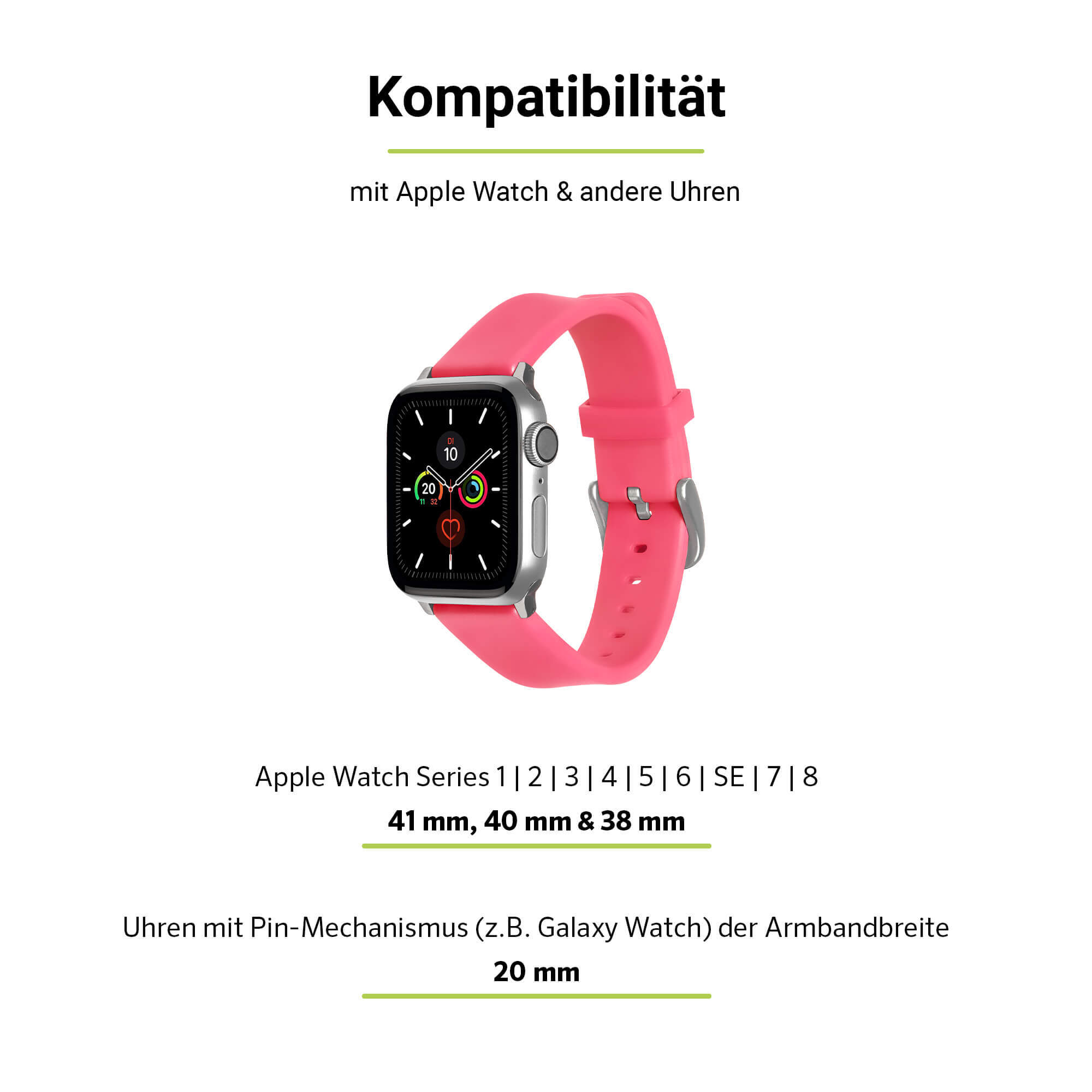 9-7 & (40mm), Watch (38mm), Silicone, 3-1 Ersatzarmband, 6-4 Apple Pink Apple, (41mm), WatchBand SE ARTWIZZ