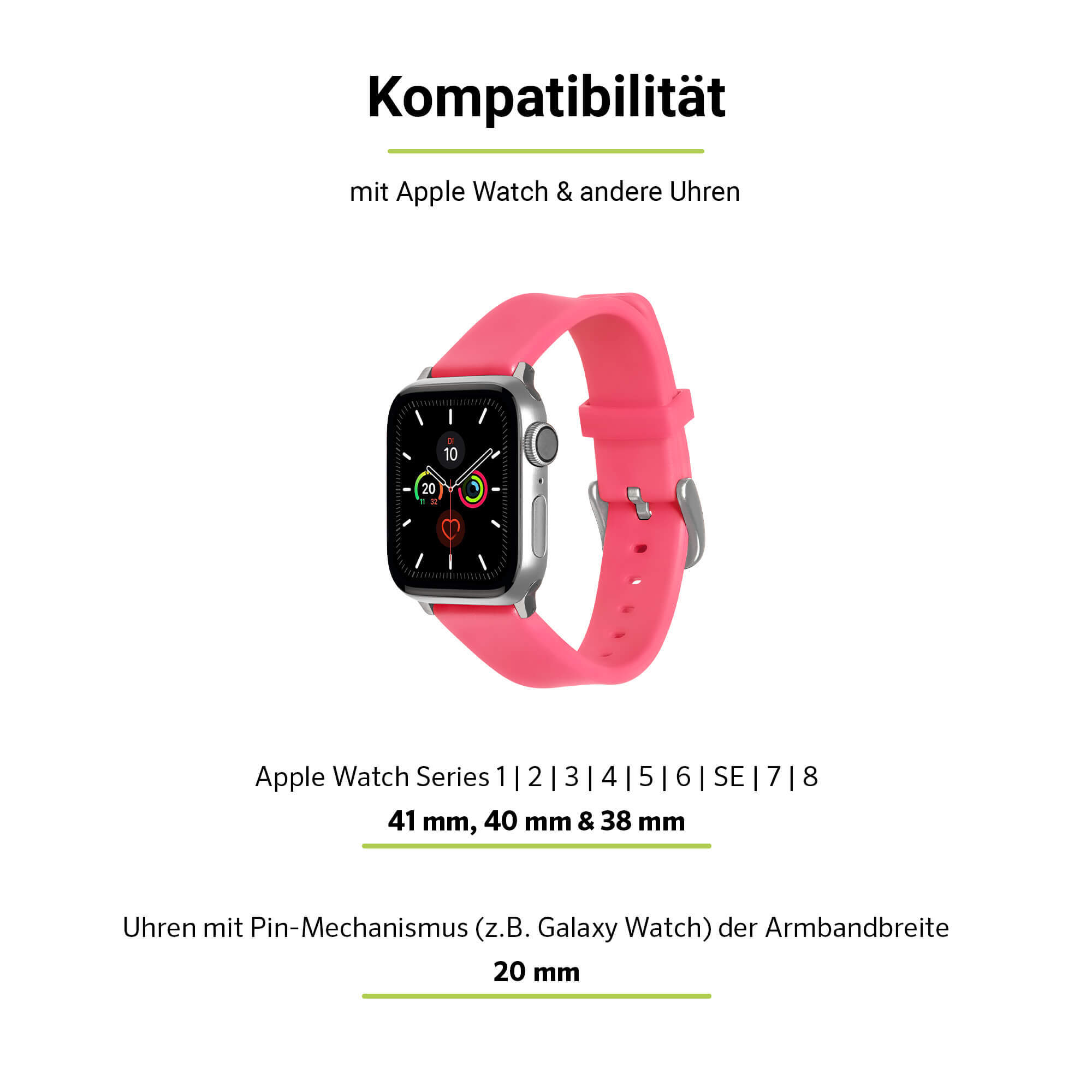 SE 9-7 Pink 6-4 (41mm), WatchBand & Ersatzarmband, 3-1 ARTWIZZ Apple, Apple (40mm), (38mm), Silicone, Watch