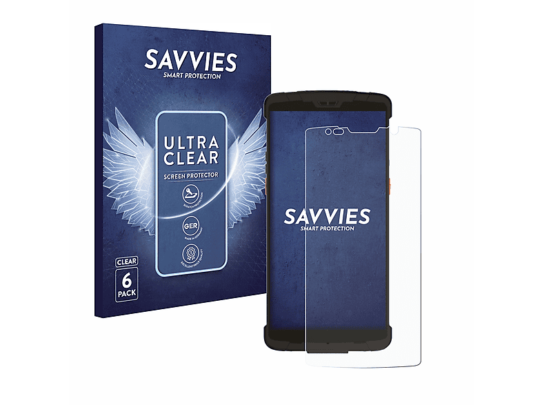 SAVVIES II) Pegasus 6x Schutzfolie(für klare Newland SD60