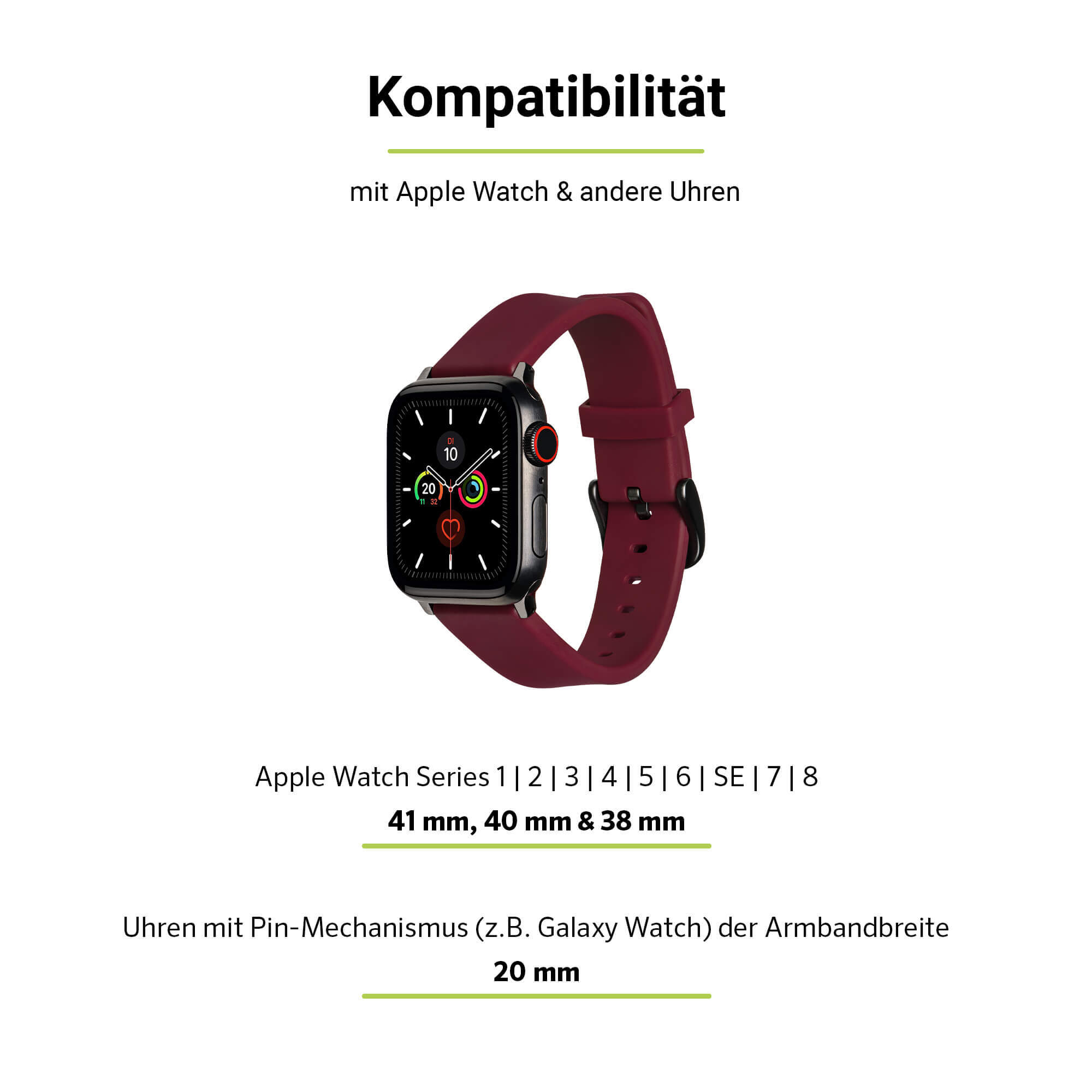 ARTWIZZ WatchBand 9-7 Apple 3-1 (41mm), Watch Rot Apple, & Ersatzarmband, SE (38mm), Silicone, 6-4 (40mm)