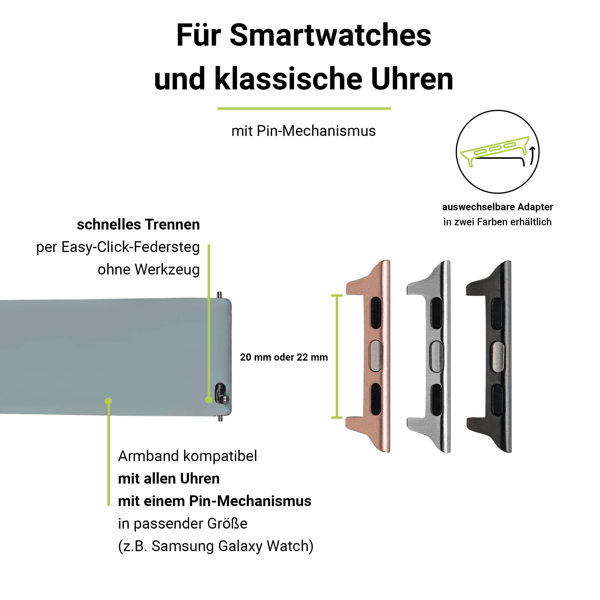 ARTWIZZ WatchBand Silicone, Ersatzarmband, Apple, 9-7 Hellgrau SE & 6-4 Apple (41mm), (40mm), 3-1 Watch (38mm)