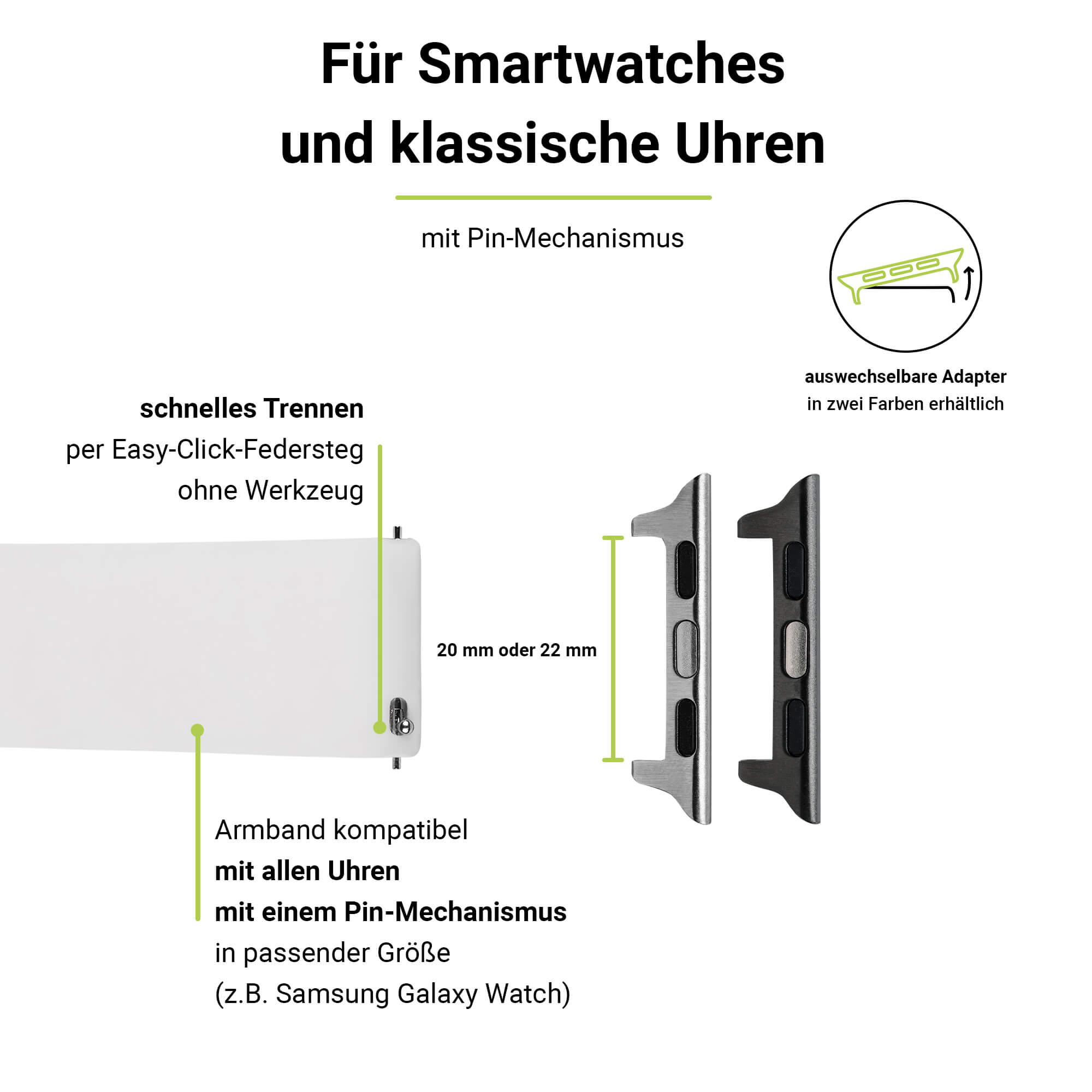 Apple, 3-1 Apple WatchBand Watch SE Ersatzarmband, ARTWIZZ 6-4 (38mm), & Silicone, Weiß (41mm), (40mm), 9-7