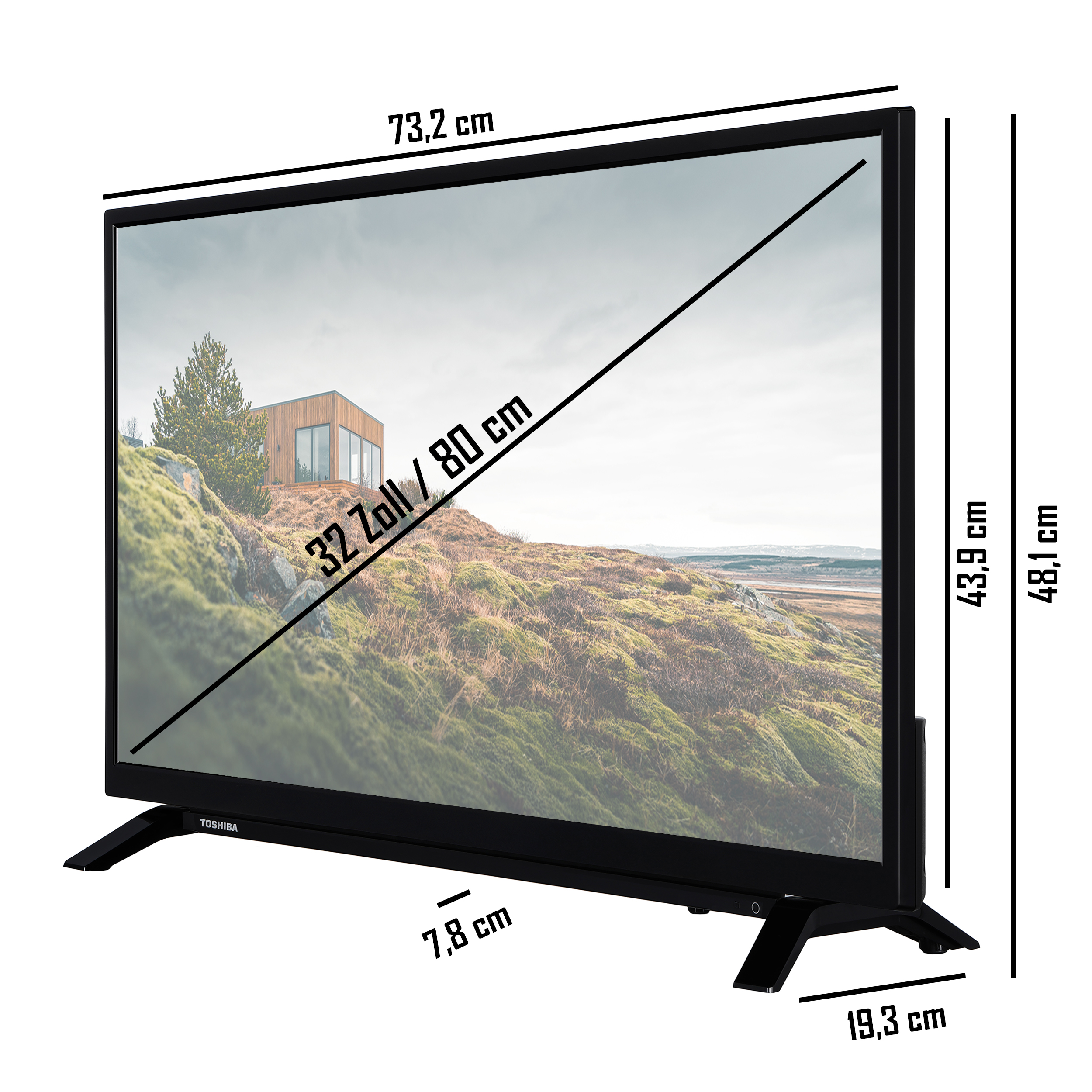 TOSHIBA 32W2263DG LED TV (Flat, 32 HD-ready, cm, TV) 80 / SMART Zoll