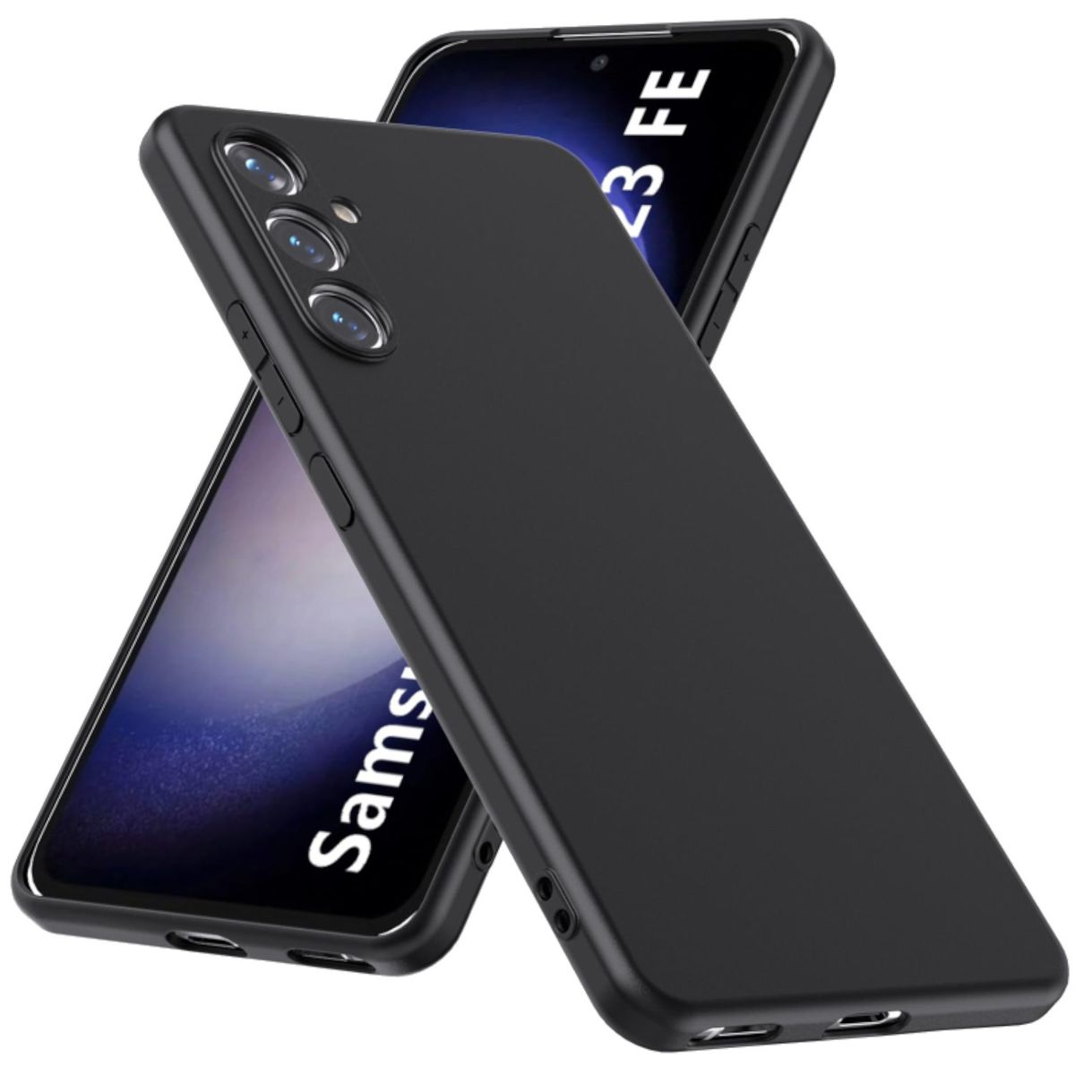 Samsung, S23 Schwarz Hülle TPU dünn Galaxy Silikon FE, Backcover, WIGENTO robust,