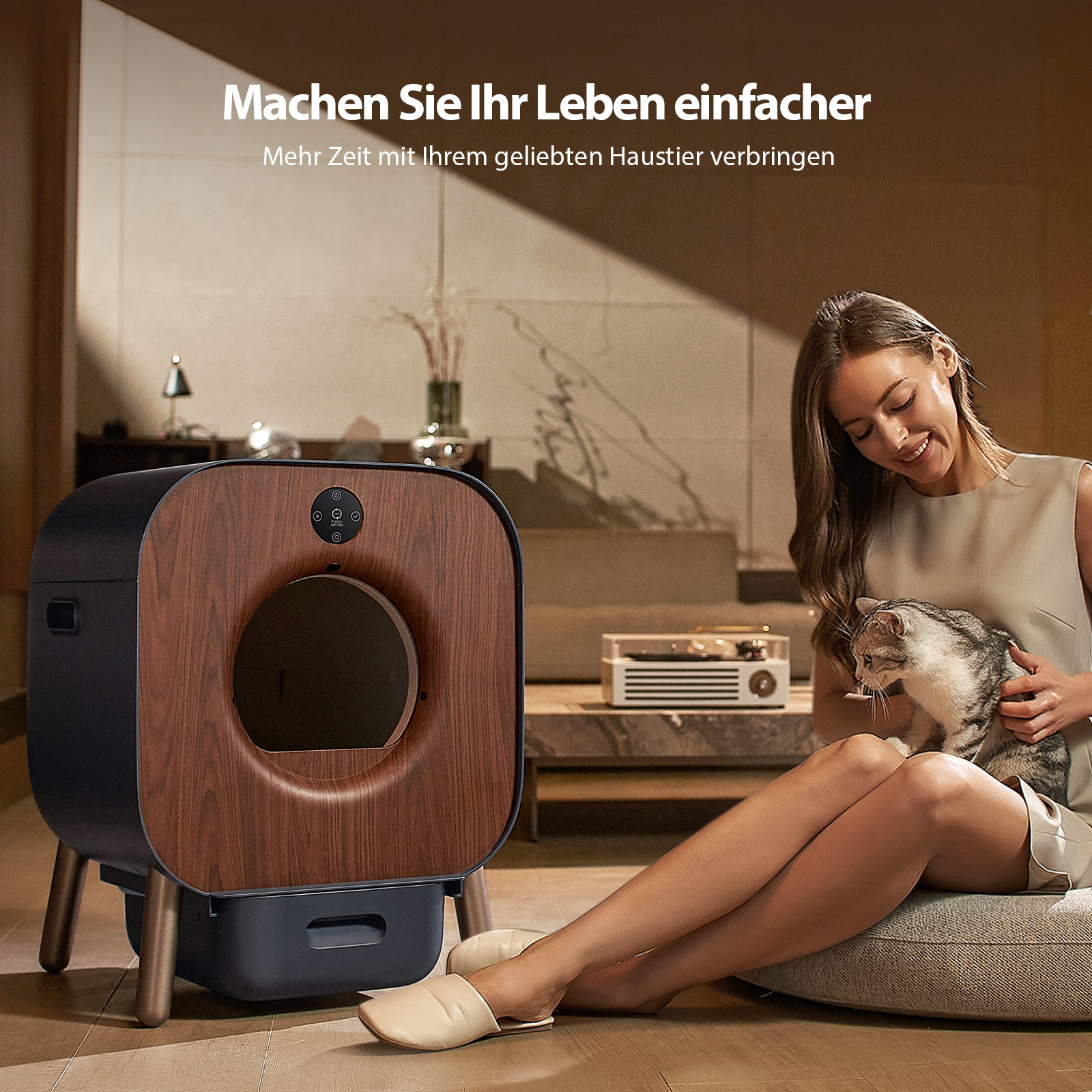 Temperatursonde mit schwarzem Griff und Anschluss.